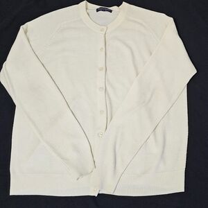 Polo Ralph Lauren Cashmere Cardigan Sweater Ivory Cream Button Front Size L